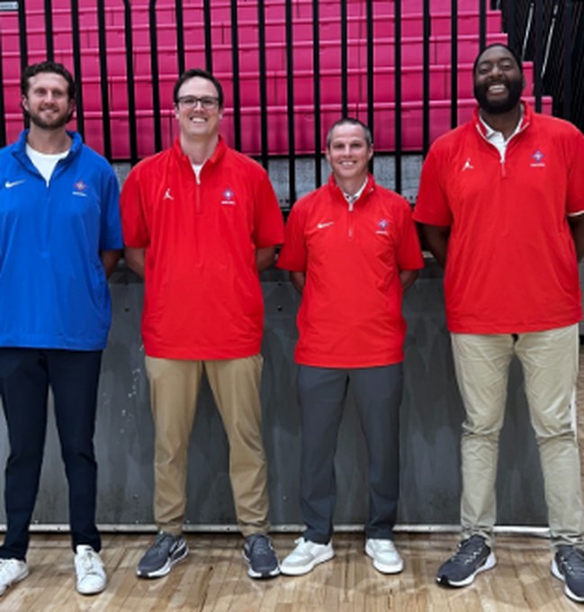 The Walton Raiders boys basketball coaching staff